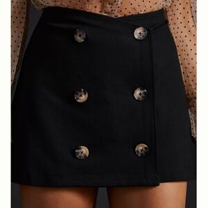By Anthropologie Black Trench Double Breasted Mini Skirt